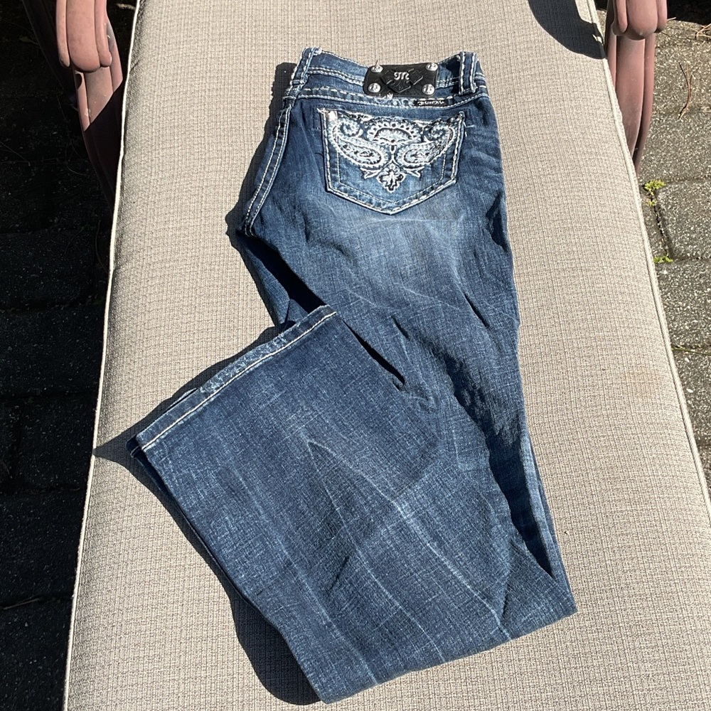 Miss Me Bootcut Jeans with Embroidered Pocket